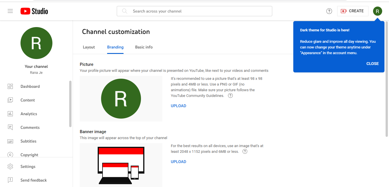 How to Customize youtube channel 